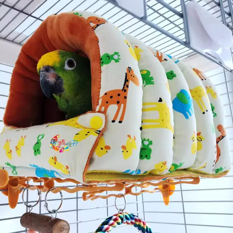 Thickening Pet Hammock Hanging Bird Nest Cage Bed Winter Warm Plush Parrot House Snuggle Hut Tent Birdcage Bedding Animal Cage