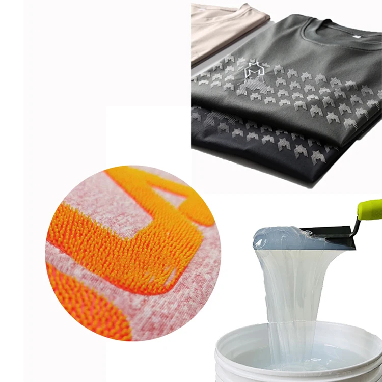Hengyi Factory Brush Logo Liquid Screen printing silicone for Clothes Patches LOGO fabric