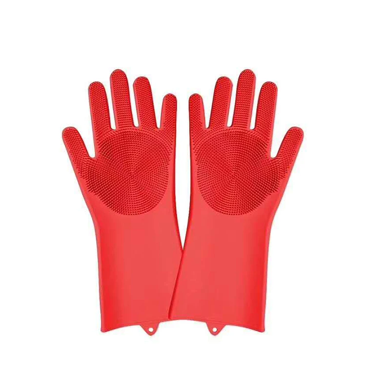 Long Silicone Glove Brush Washing Hands Heat Resistant Dishwashing Scrubber Spone Silicone Glove