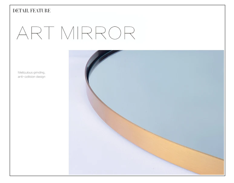 MOK Stainless steel Framed Wallmounted Brushed Copper Metal Oval Mirror