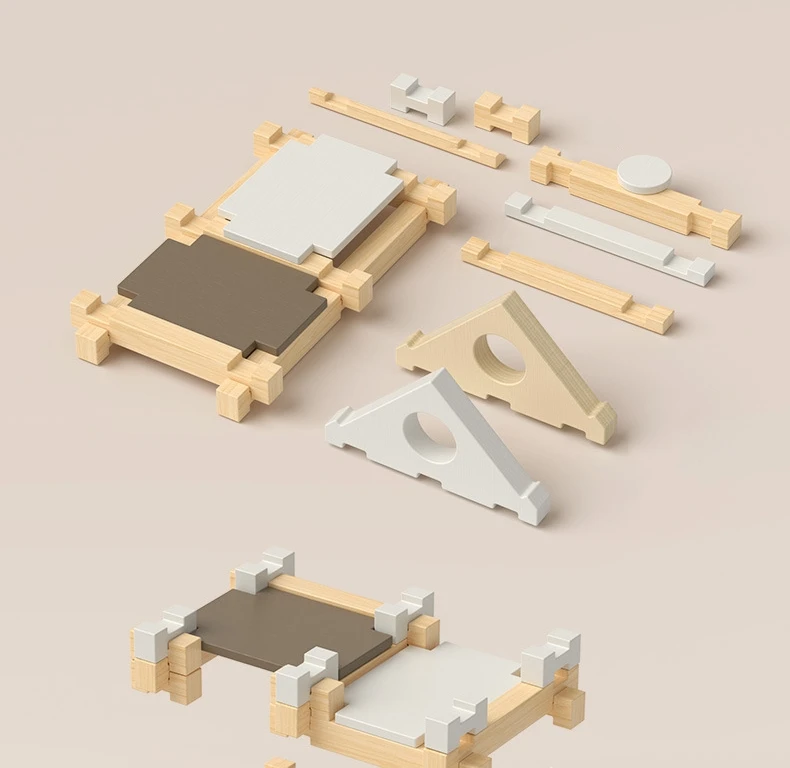 Mortise and Tenon Early Education Craft Model Building Block Puzzle Kids Assembling Diy Miniature House Kit