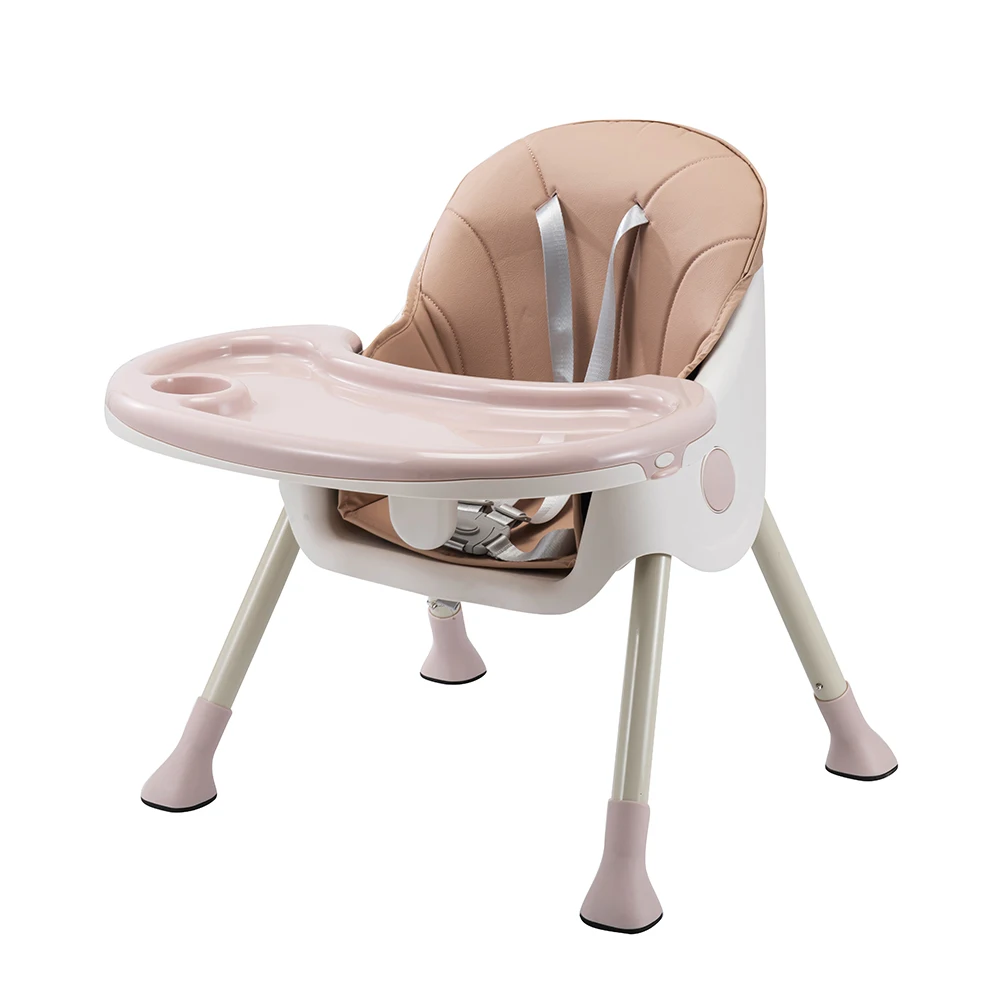 Portable pink baby dining chair feeding chair kids high chair with wheels