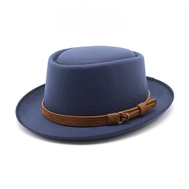 New Designer Small Brim Flat Top Fedora Hats For Unisex High Quality Vintage Jazz Cowboy Casual Fedora Hats With Belt