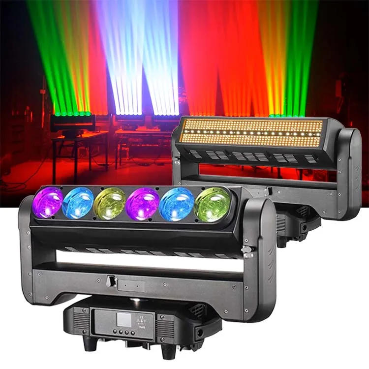 LED Pixel Bar 6x60W RGBW Wash Zoom Beam and Strobe Stage Effect Lighting Moving Head Bar with Infinite Rotation