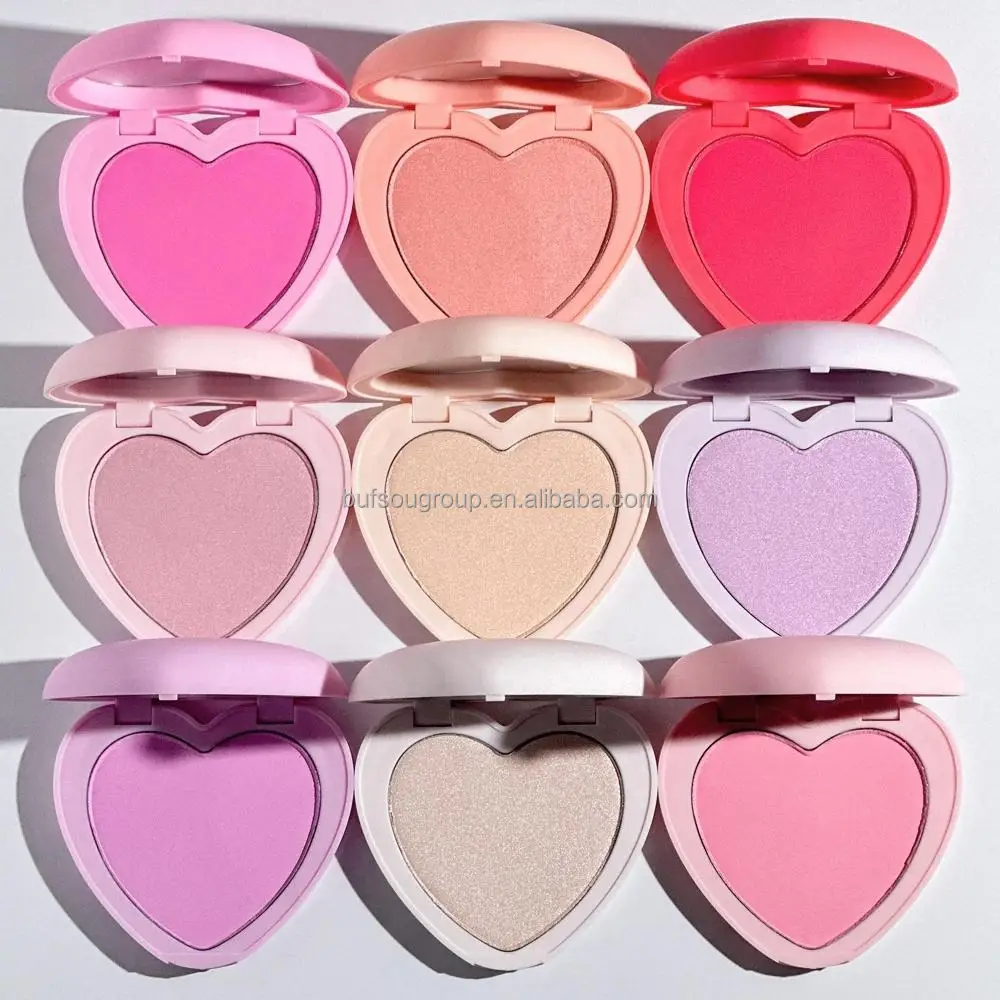 wholesales custom Pink Blush and Shimmer Cute Highlighter Powder Matte Cheek Tint Private Label Makeup Blush Palette