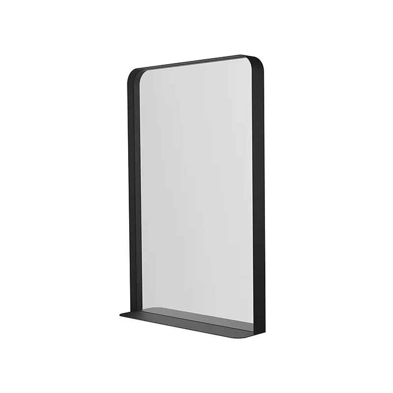 Rectangle black stainless steel frame decor mirrors for bathroom vanity wall mirror with shelf