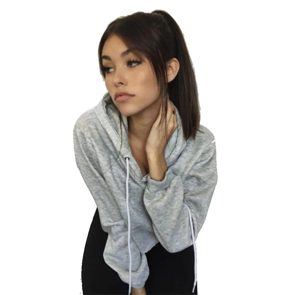 Женский спортивный Укороченный свитшот с длинным рукавом и принтом логотипа на заказ