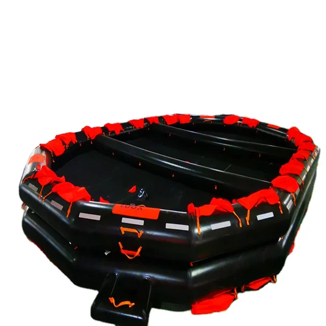 Open reversible inflatable life raft for 100 people with HSC pack