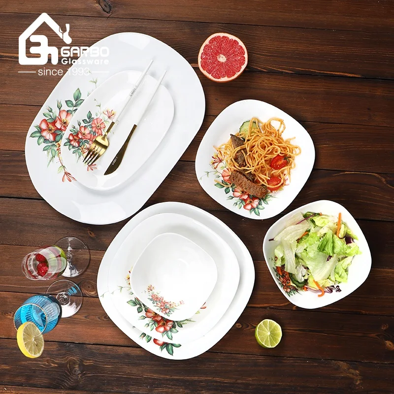Wholesale Good Quality 9inch Resistant Opal glassware Microwave Safe Food Grade Glass Dish Dinner Deep Soup Plate