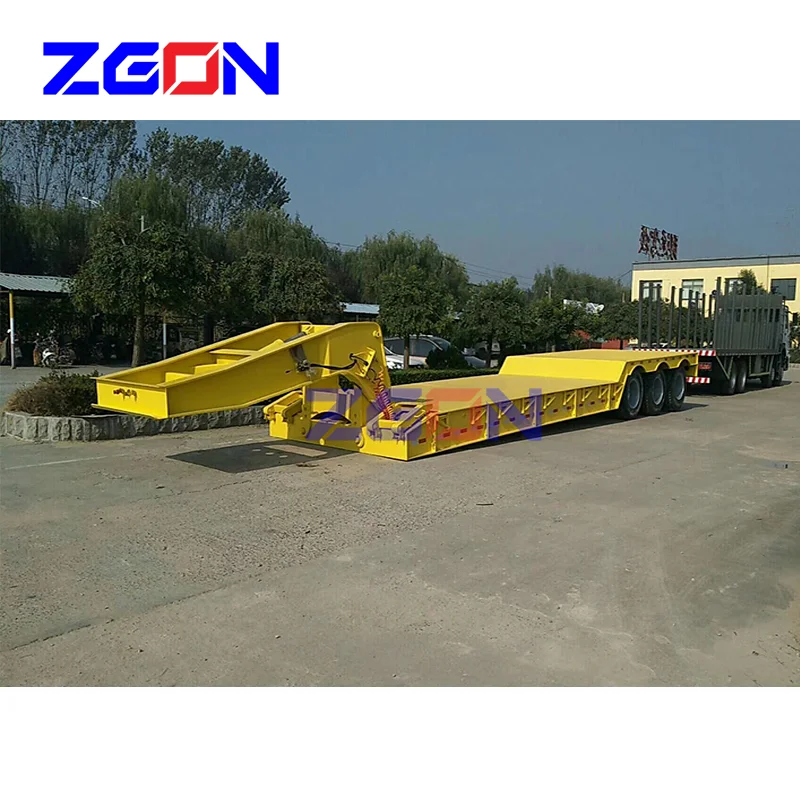 4axle 100 Ton Goose Neck Low Bed Loader Trailer Steel Panda Truck Trailer for 6 Cars Semi-trailer 4 XD Axle 10m
