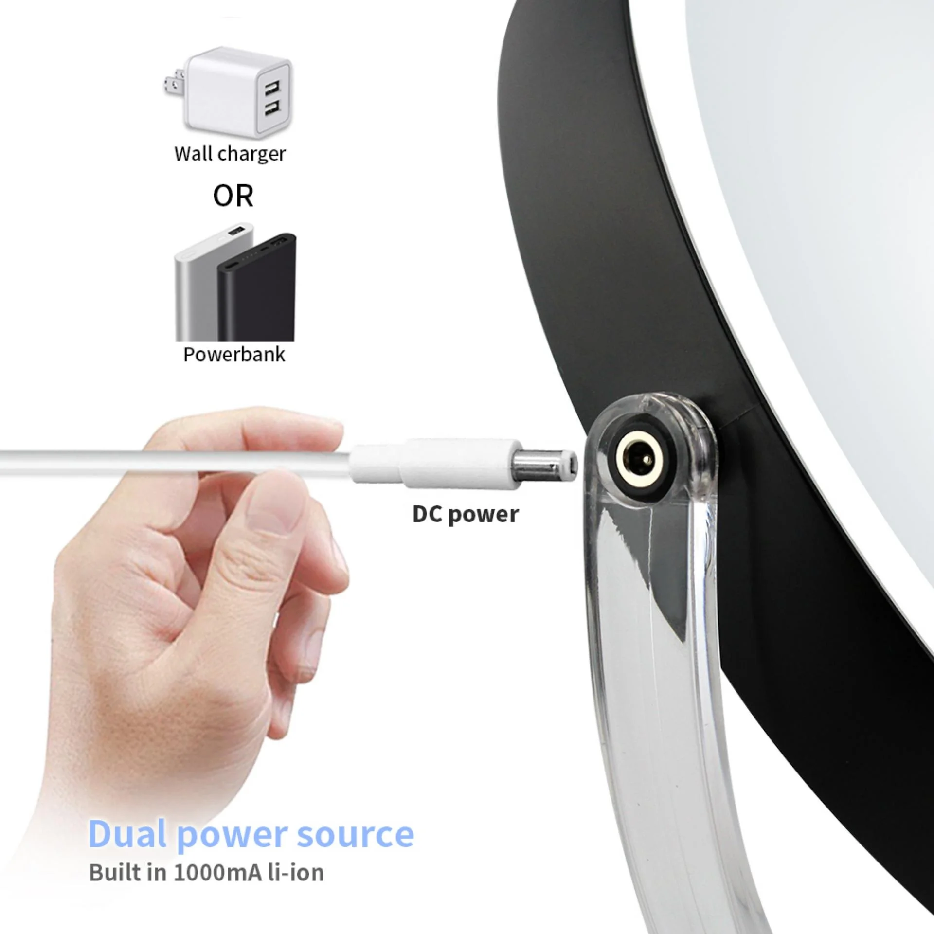 Greenfrom 8 Inches Round Shape Dual Touch Magnifying Vanity Mirror