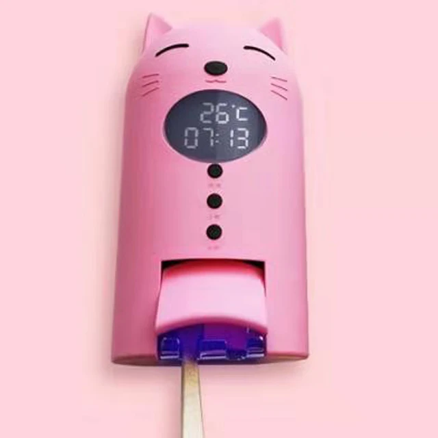 C3 Portable plastic auto toothpaste dispenser, LEDUVC toothbrush sanitizer sterilizer for kid family