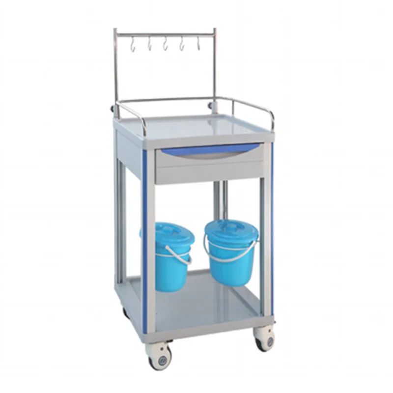 Hospital Treatment Room Medicine Trolley Medical Movable ABS Instrument Trolley with Large Shelves