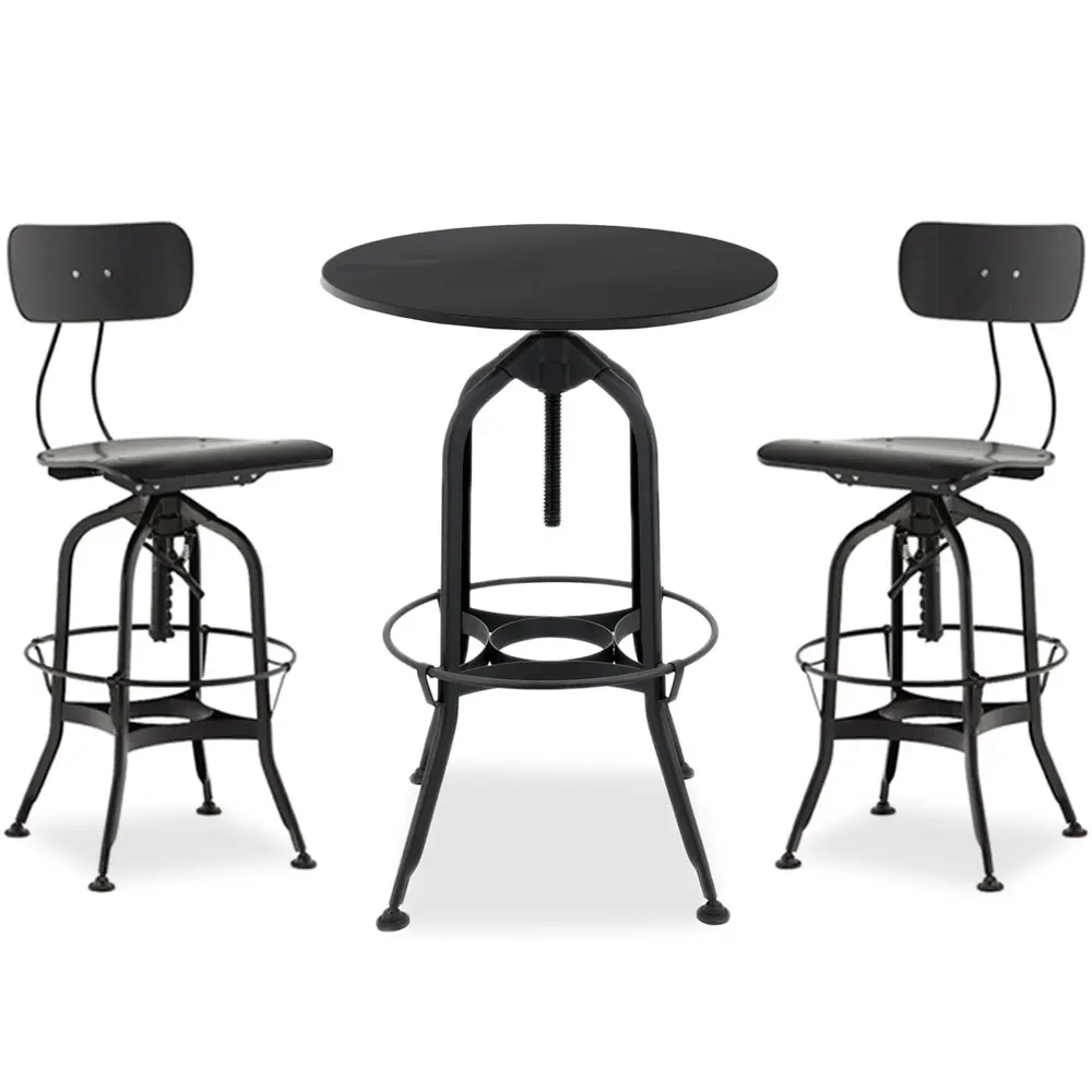 Vintage Retro Height Adjustable Swivel Bar Chair With Cushion Commercial Bar Stool