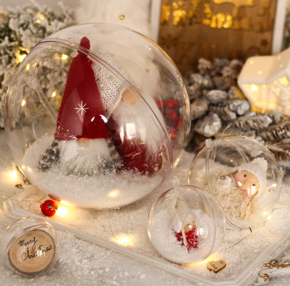 Factory PS 4CM-30CM Openable hollow Hanging clear transparent Xmas Christmas Ornaments Plastic Ball