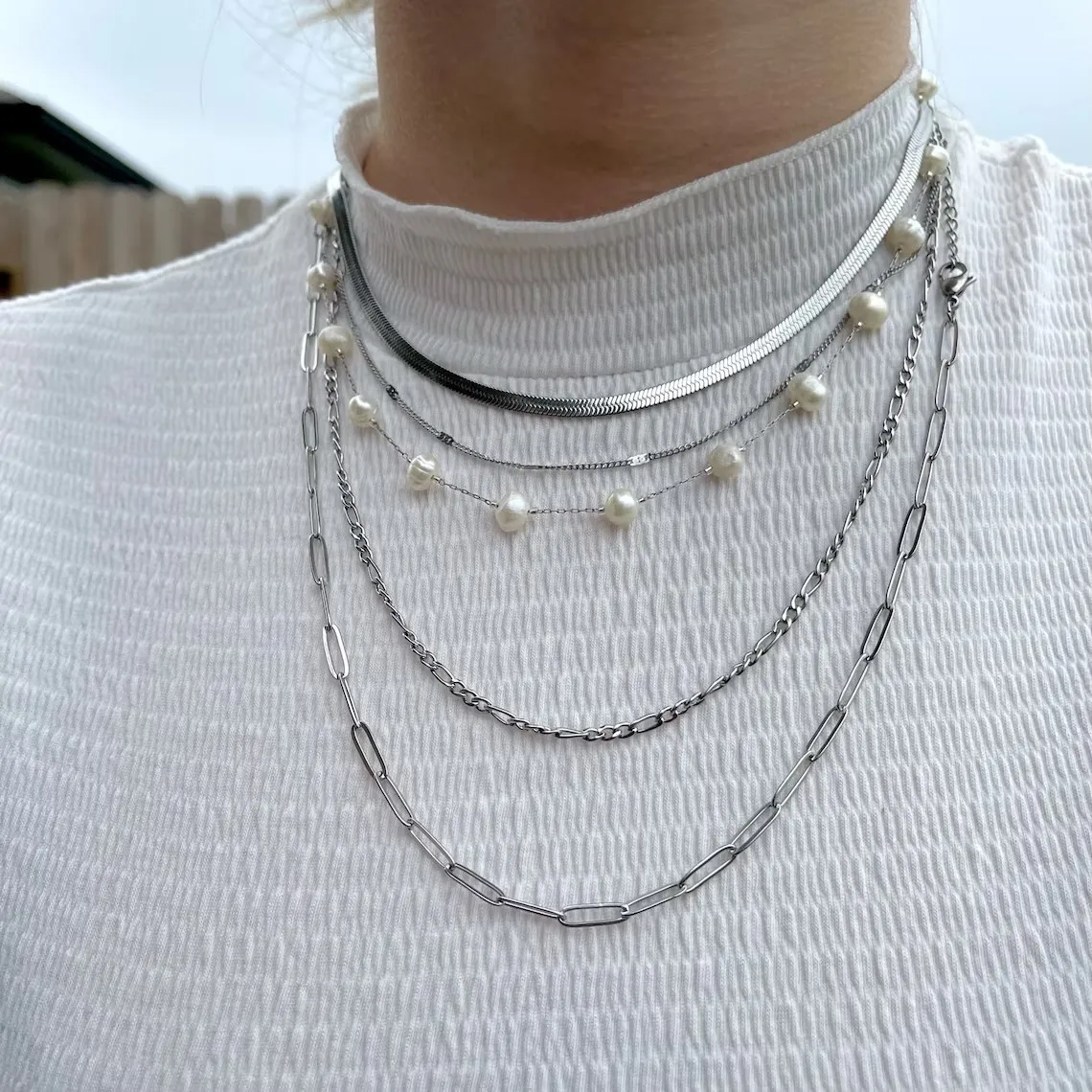 SC Fine Jewelry Necklaces Thin Sterling Silver 925 Rope Chain Paperclip Cross Figaro Snake Sterling Silver Chains Necklaces