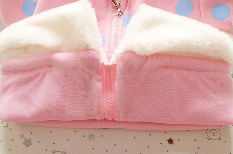 
Wholesale winter children coat velvet coat girls dot rabbit ears hooded jacket 