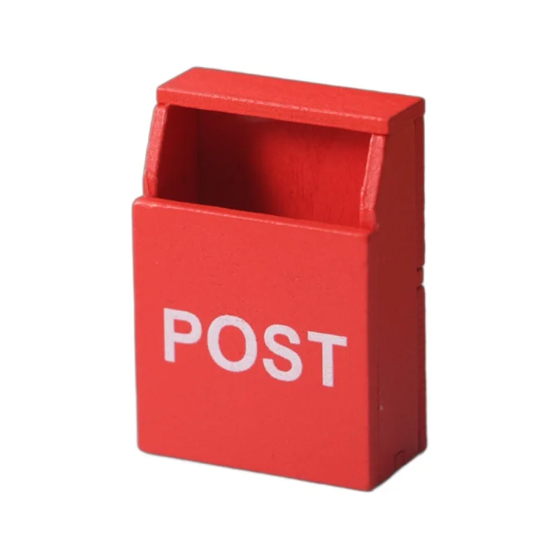 Dollhouse accessories Miniature Mini Christmas red wood wooden mail box paper box gift and letter and post card