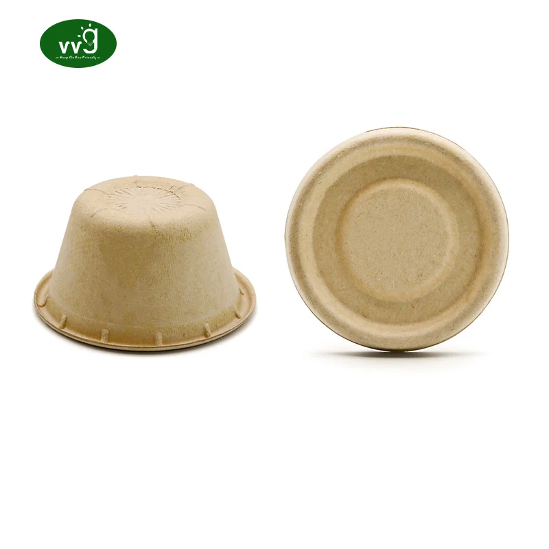 VVG Biodegradable 2 oz Bagasse Fiber Sauce Cup with Lid Eco Friendly Disposable Food Cup Paper Sauce Cups