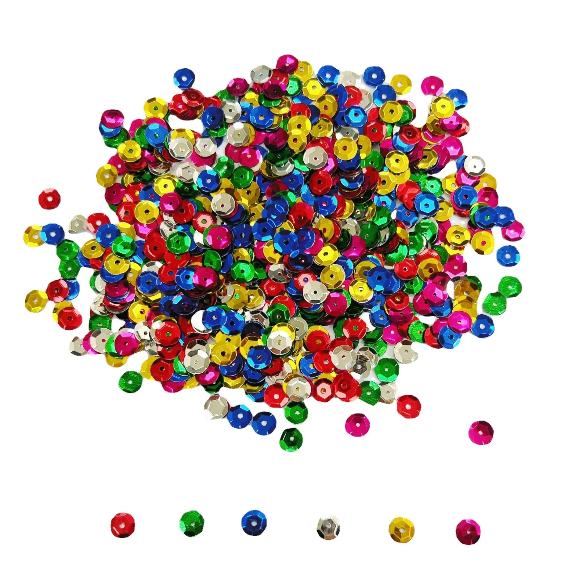 Factory Wholesale Colorful Bulk Loose Round Cup Shape Silver Sequins For DIY Craft