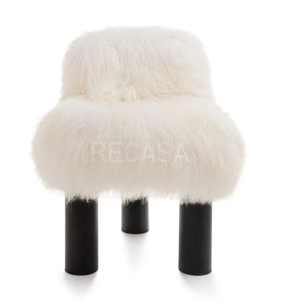 Modern Home Furniture Sheepskin Dining Chair White lamb Fur Dining Room Chair