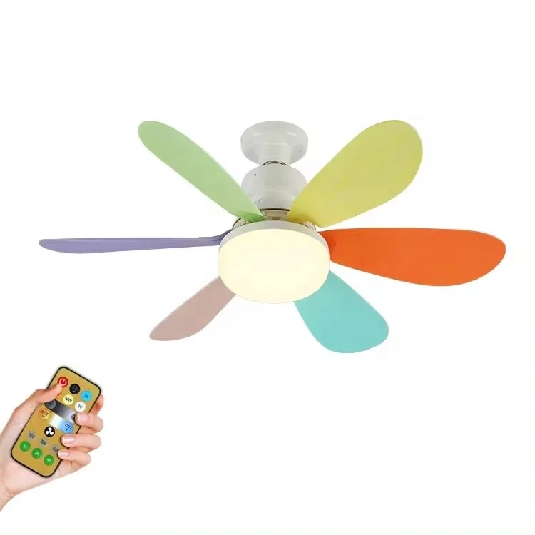 Remote Control Fan Lamp with LED Lights Quiet Ceiling Fans for Bedroom Living Room Interior