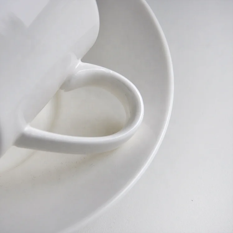 custom classic new bone china plain white ceramic cup and saucer mug set with printed logo