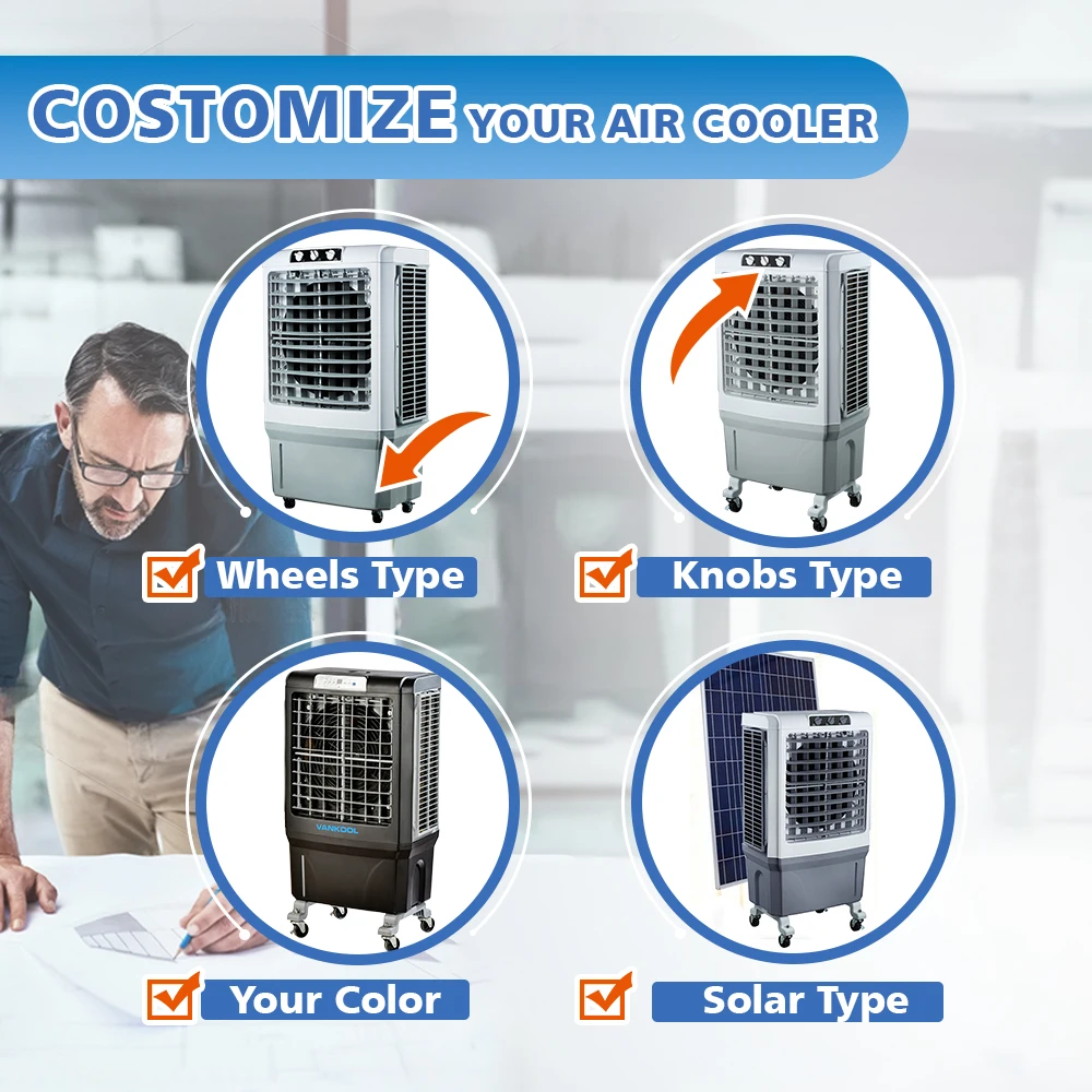 5000m3/h airflow 100% solar 12 volt portable air coolers mobile mist air conditioner fan