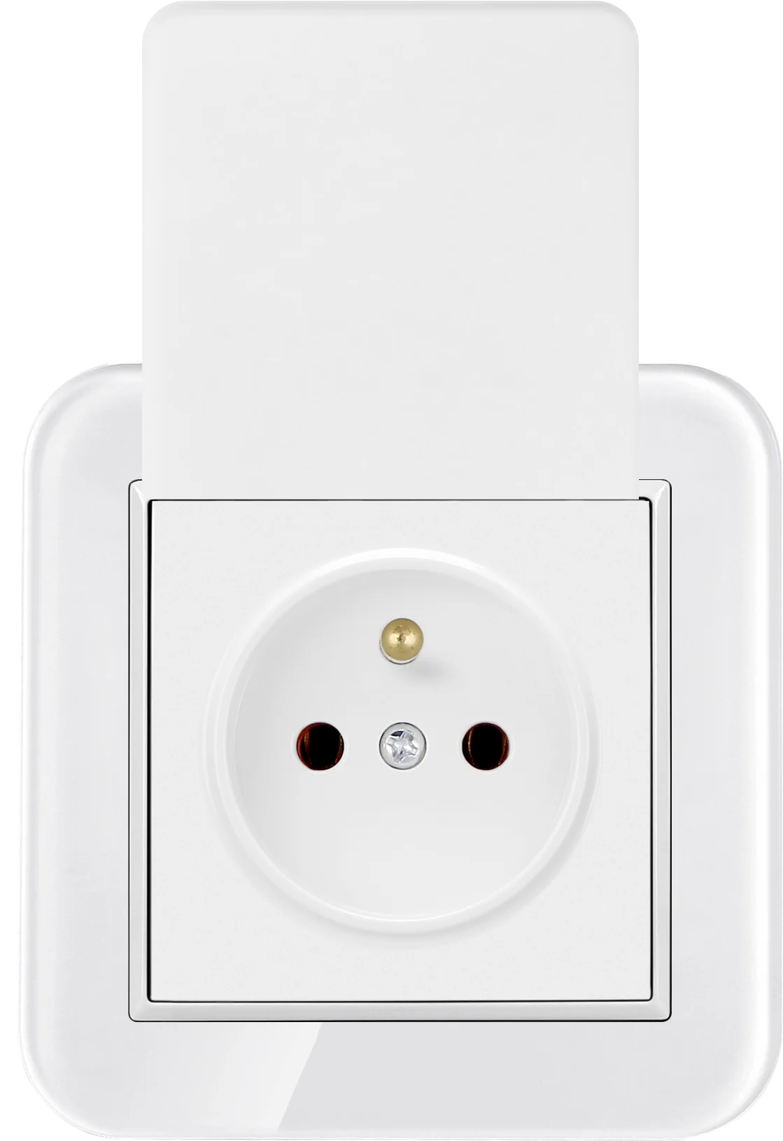 Smartdust European French 16A Plug Grounding Waterproof Tempered Crystal Glass Panel Outlet Schuko Wall Socket With Cover