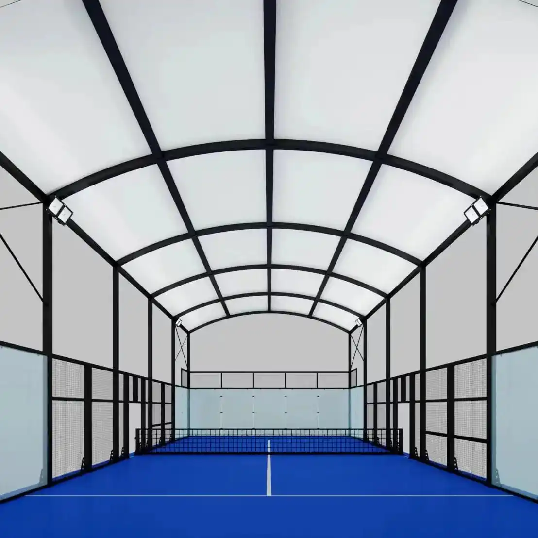 Large Indoor Padel Court Sport Tent by Manufacturer Panoramic Model with Steel and Glass Material Tennis Court Equipment Cover