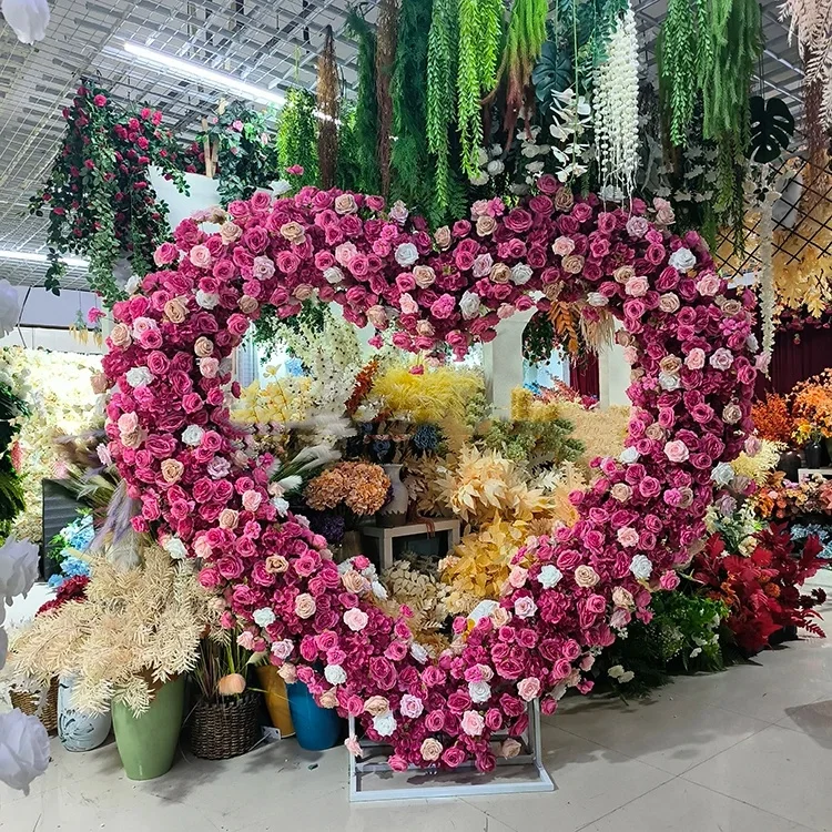 Round Square Purple And Gold Floral Arrangements Backdrop Wedding Arch For Ceremony Summer Outdoor Wedding Events Decoration