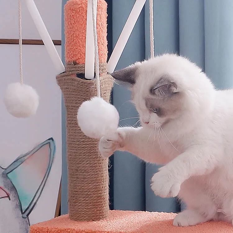 Hot Sale Tough 3 Layer Condo Tower House Sisal Scratcher Teaser Ball Interactive Activity Playground Pet Toy Large Cat Tree