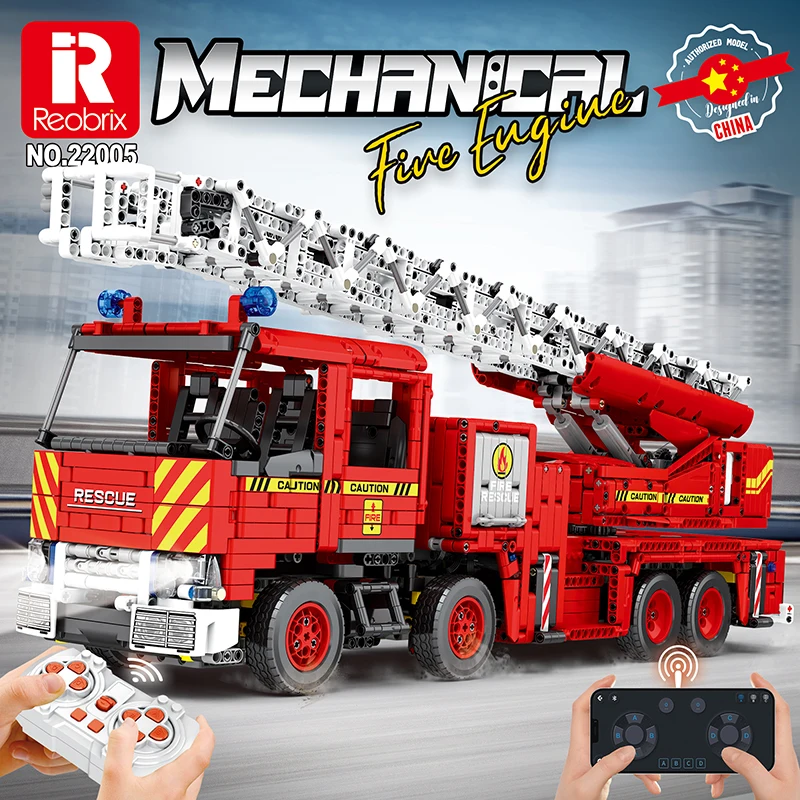 Reobrix 22005 Fire Truck City Series Car Vehicle Building Toys Kids Toy for
