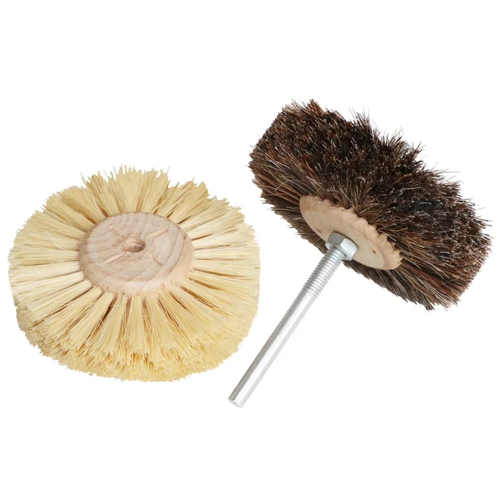 wood core 80mm bristle polishing brush horse hair sisal Polishing Brush for drill