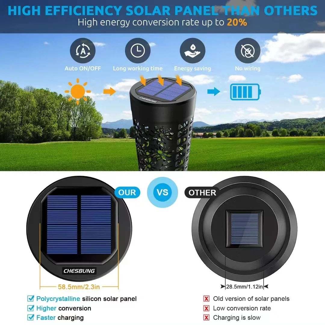 6 Pack Yard Driveway Garden Landscape Lighting Solar Garden Lights Outdoor Waterproof Led Solar Ground Outdoor Light