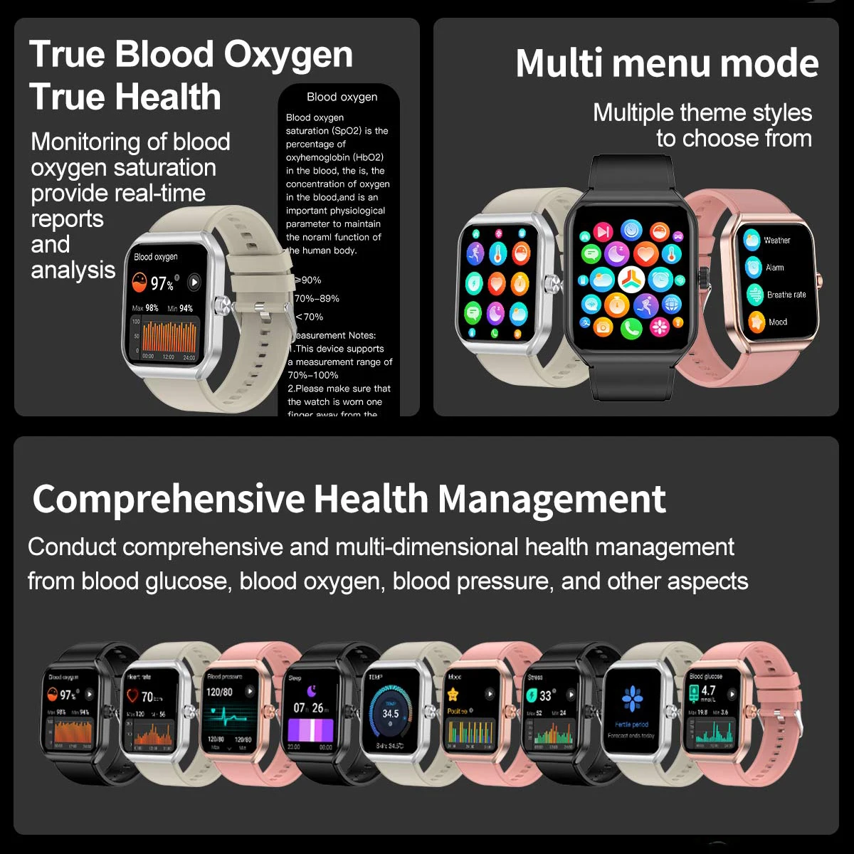 2024 Ins Trend Factory Wholesale OEM Smartwatch VT56 HRV Touch IP67 GPS encoder Original Metal Case Blood Pressure Health SPO2