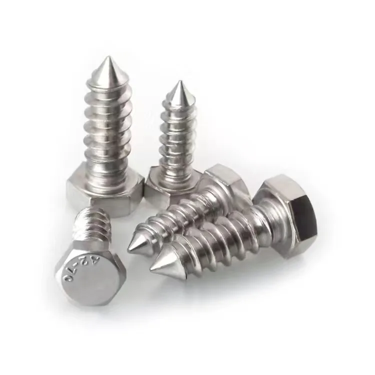 customized A2-70 outer hexagon screw nails 304 stainless steel self threading pin hexagon Head Lag Wood Screw DIN571
