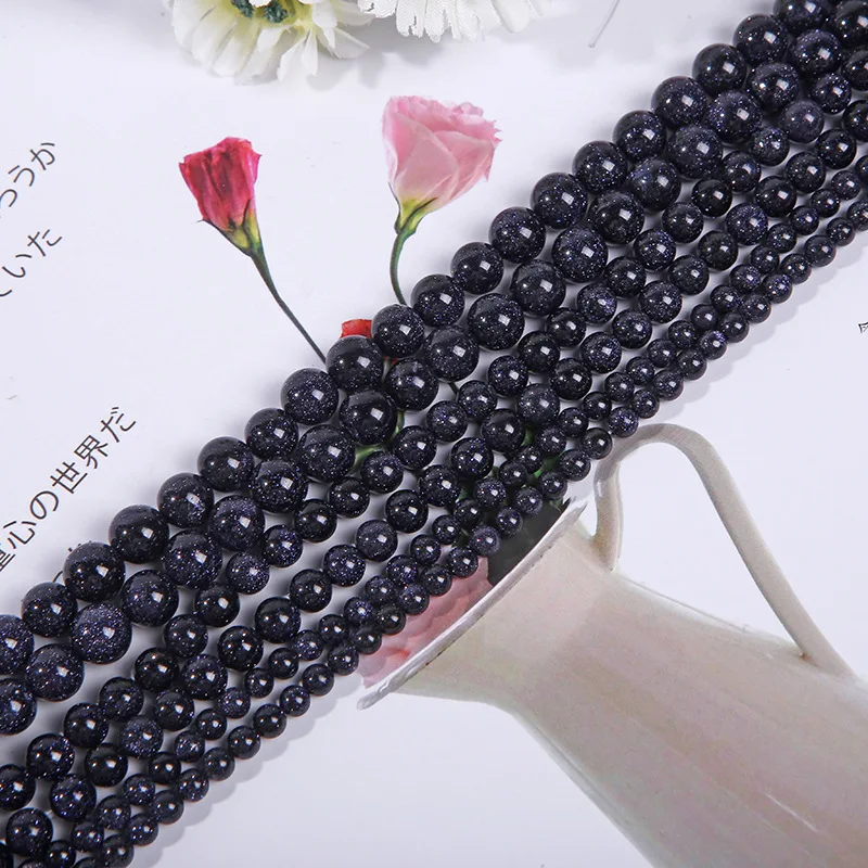 Blue Sandstone Wholesale Polished Stonebead Loose Round Faceted Beads Golden Gold Blue Sandstone For Diy Jewelry Making