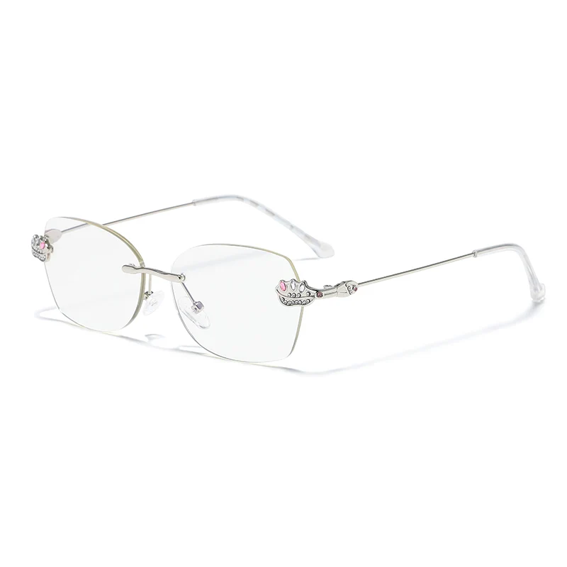 Fashion Rimless Reading Glasses With Diamond Wholesale Reading Small Characters Anti-blue Light Reading Glasses