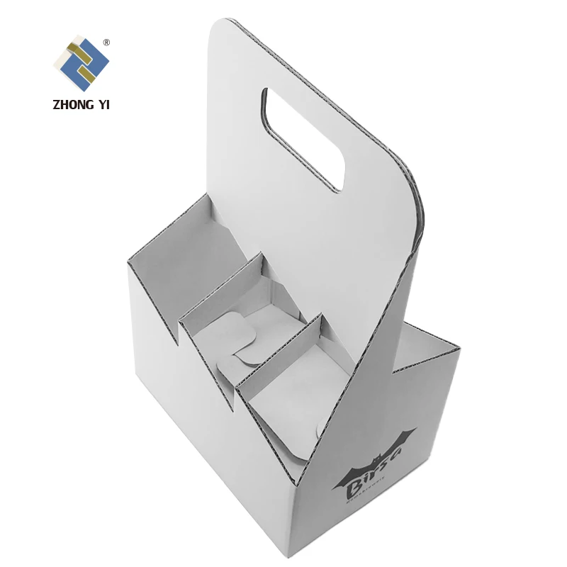 Custom logo kraft beer bottle carrier package cardboard 4 6 Pack Bottle Carrier wine box holder