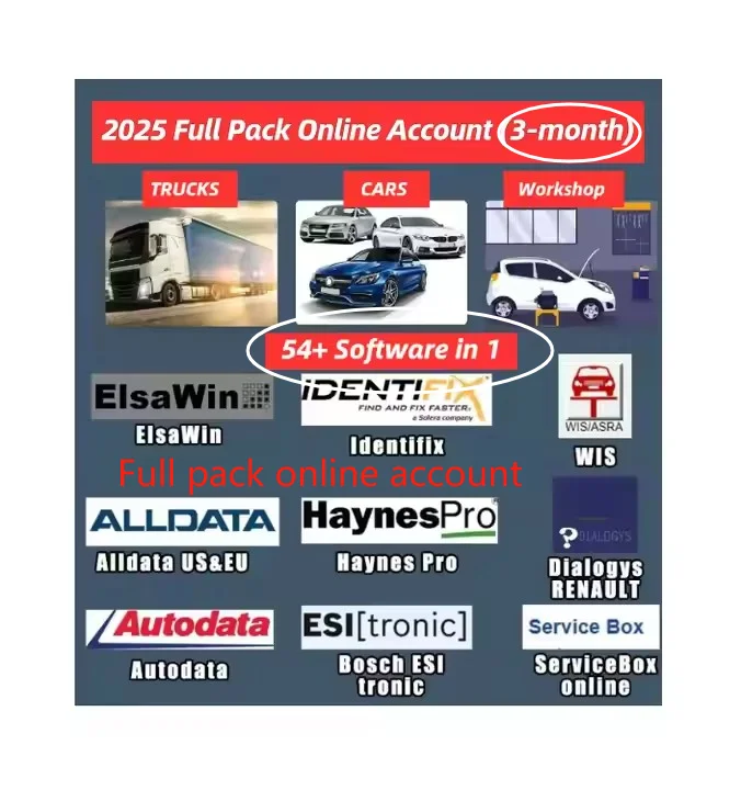 2025 Full Pack Online Account 3 month  for data Alldata FCA USA Haynes PRO WIS Box Identifix Impact Consult EPC Repair Software
