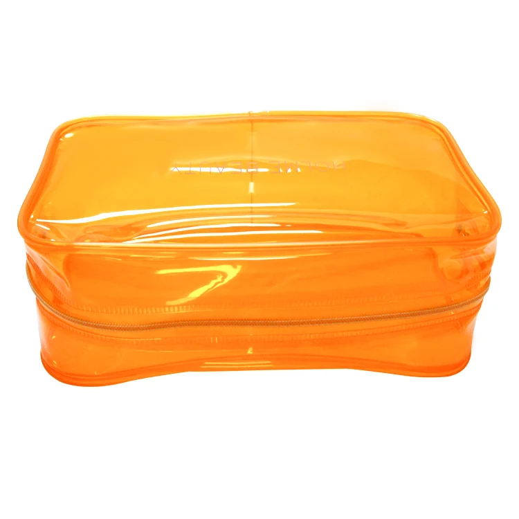 Blue Pouch Promotional Oem Zipper Eco-Friendly Flat Transparent Toiletry Cosmetic Storage Travel Organizer Clear PVC Makeup Bag