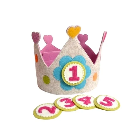 Hot sale felt birthday golden prince princess crown for kids