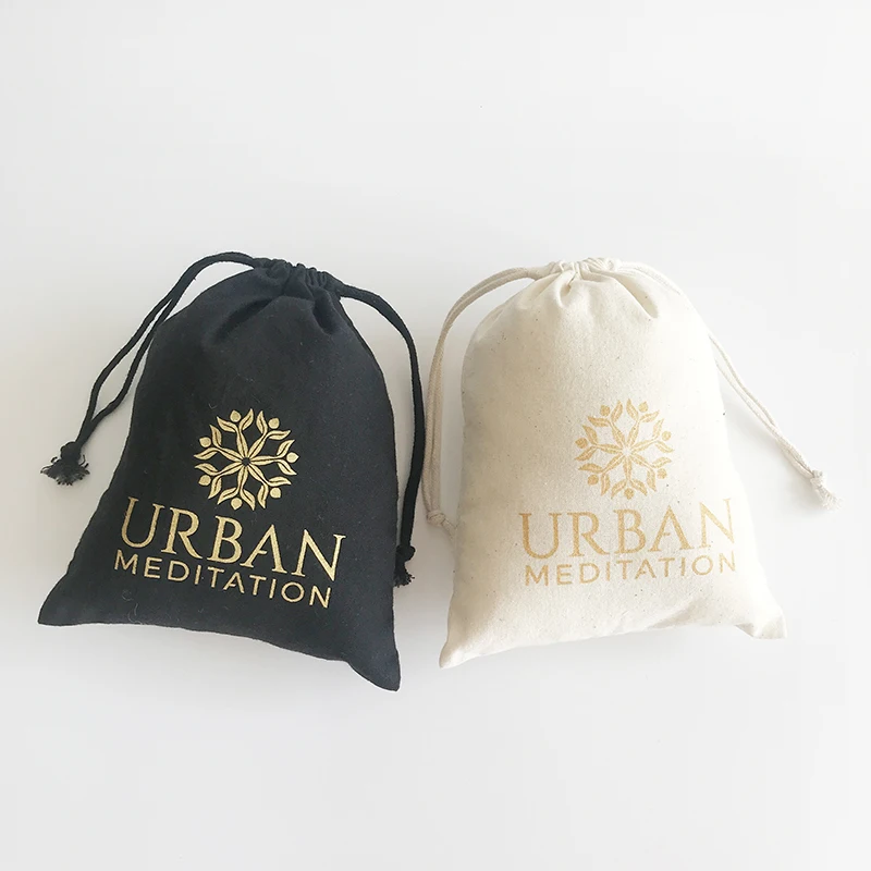 
Customization Acceptable 15x20cm Black and Natural drawstring Cotton goody Bags 