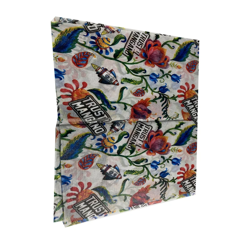 
50*70cm 17gsm Decorative Logo Printed Custom Wrapping Tissue Paper Colored Wrapping Tissue Paper 