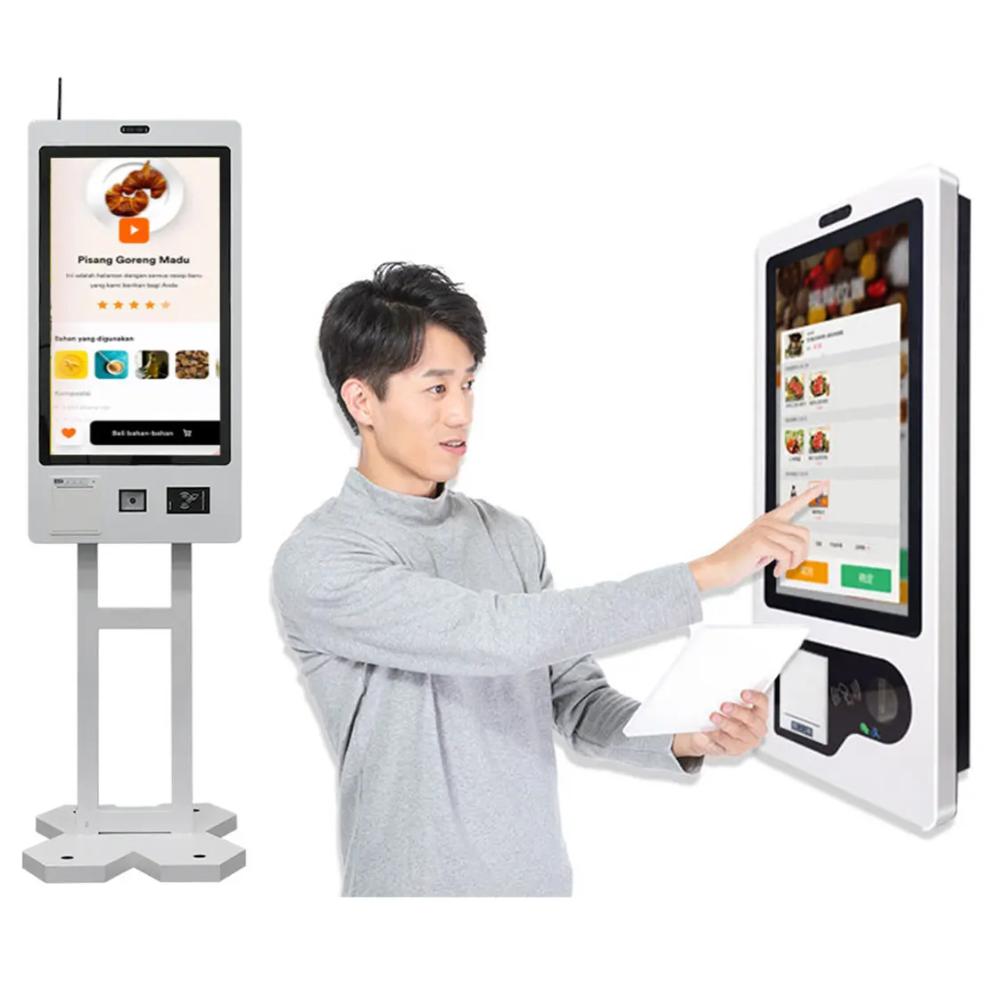 Crtly 32inches kiosk touch screen restaurant self checkout kiosk for supermarket Self service stand food ordering Payment Kiosk