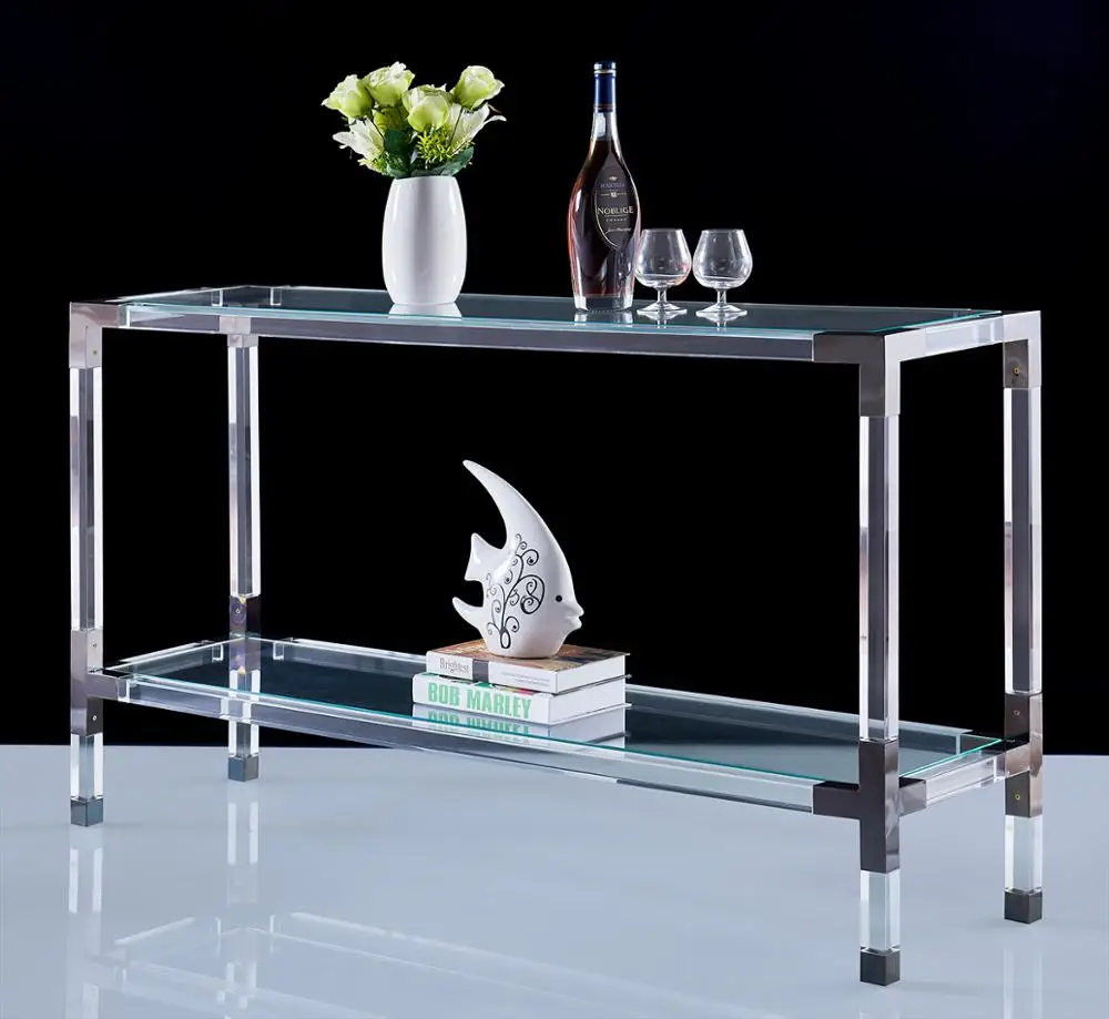 Acrylic console table with glass top , comfortable and fashionable dining table