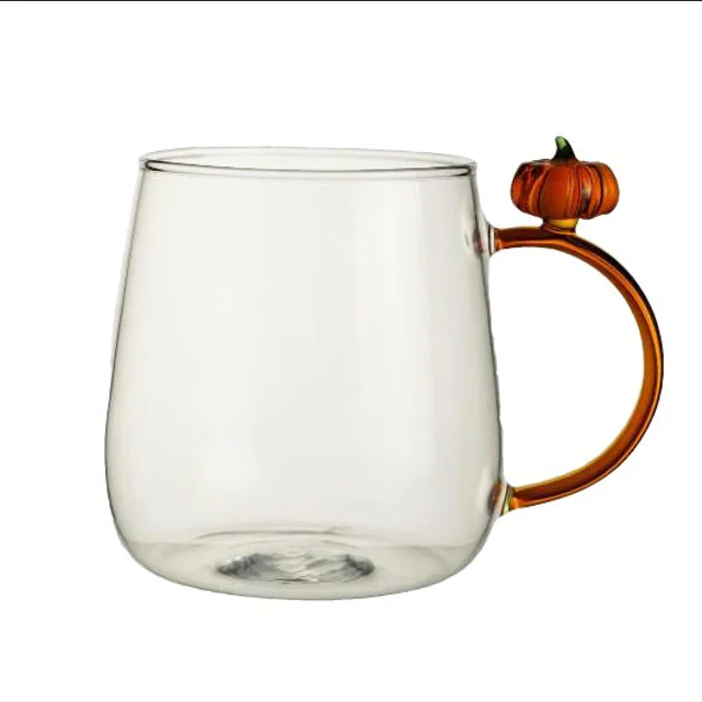 400ml Glassware Blown High Borosilicate Thickened Transparent Three Piece Set Glass Tea Cup With Lid