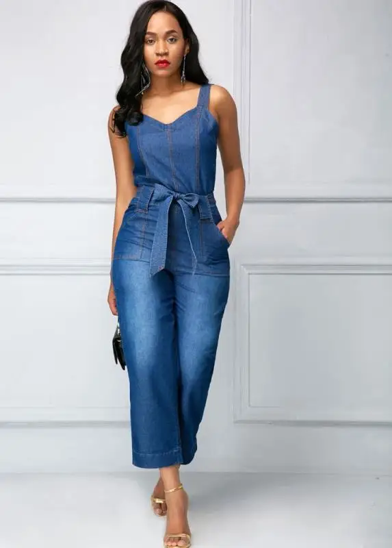 Casual Ladies Dresses Summer Denim Sleeveless Office Jeans One Piece Jumpsuit Off Shoulder Fashion Spring 2022 Women Dress