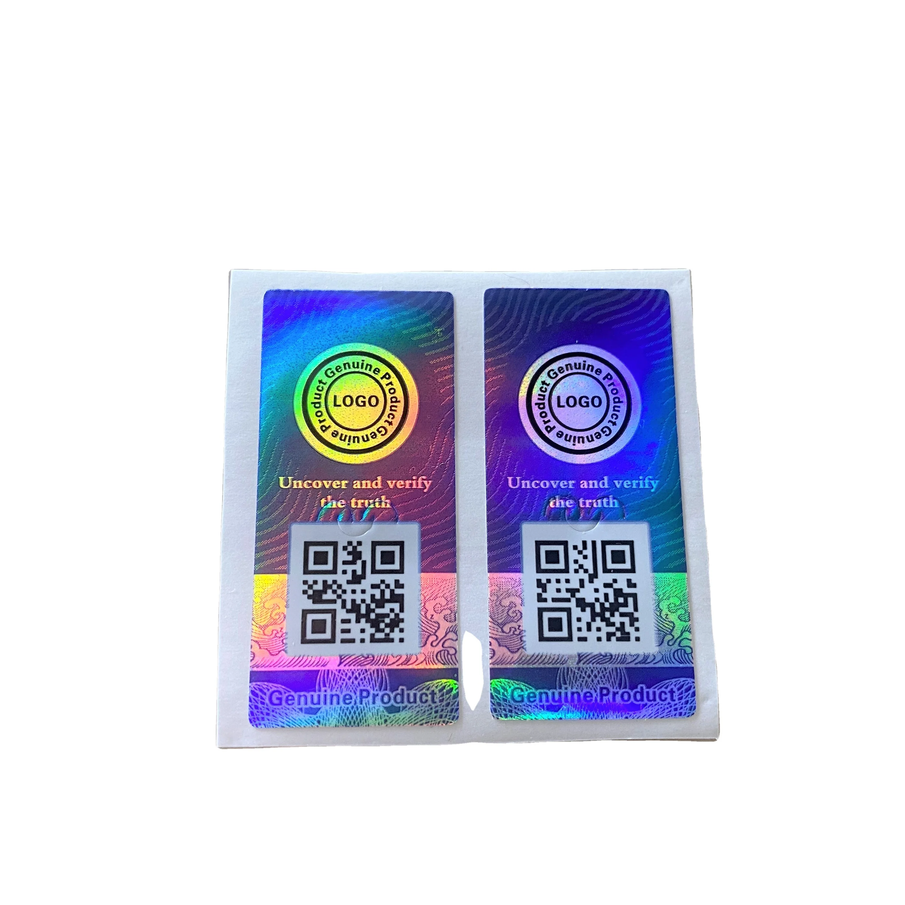 Free Design QR Code Sticker Custom Printing Adhesives Label Sticker with Holographic Effect